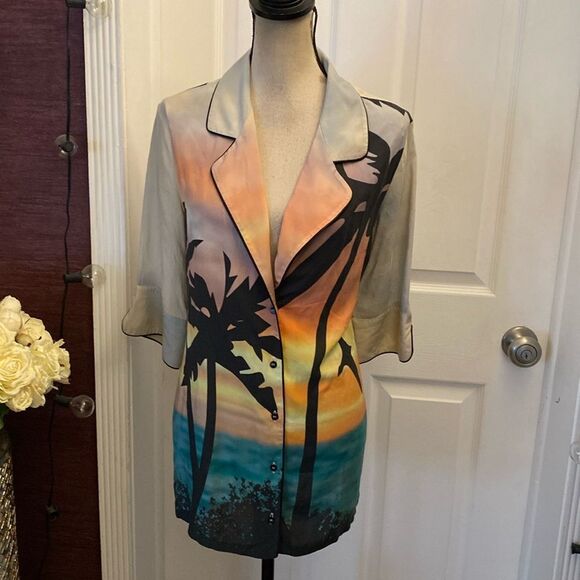 Zadig &Voltaire Soledad 100% viscose palm print blouse, US6 - Picture 2 of 9